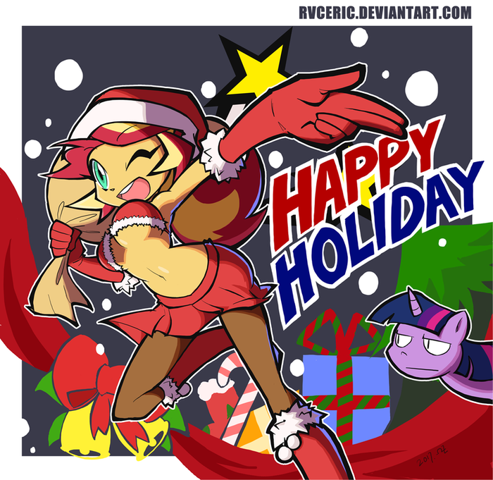 Merry Christmas My Little Pony, Equestria Girls, Sunset Shimmer, Twilight Sparkle, MLP Edge, Rvceric