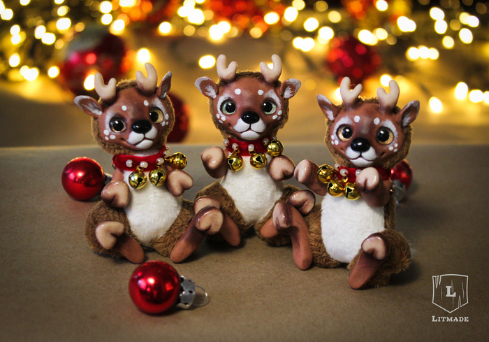 Festive Reindeer post ^.^ - My, Deer, New Year, Doll, Handmade, Litmade, Longpost, Deer
