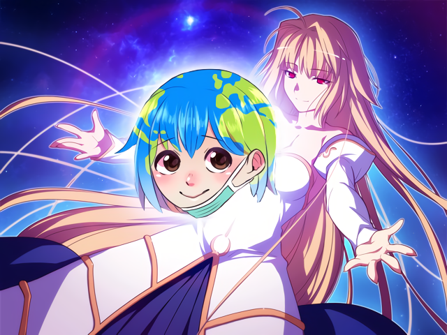 Earth-chan - Anime art, , Humanization, Arcueid Brunestud, Earth-Tian, Mascot, Longpost