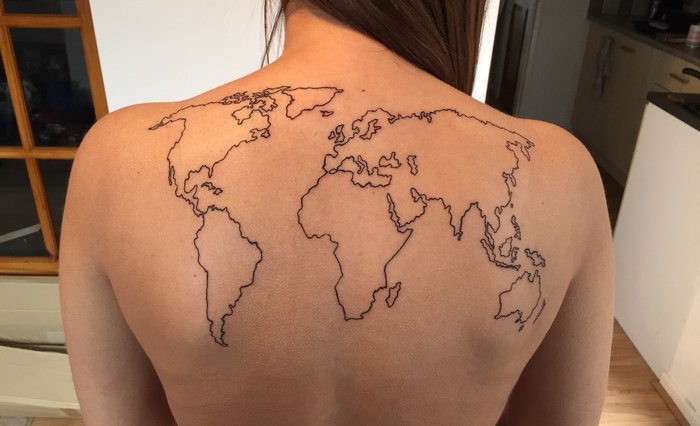 Tutorial - Tattoo, Back, World map, Geography, Continents