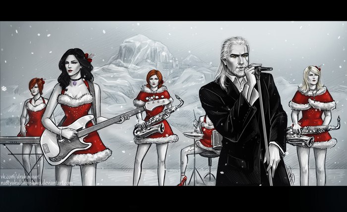 New Year's drawings! - My, Triss Merigold, Yennefer, Geralt of Rivia, Keira Metz, Ciri, Witcher, New Year, Art