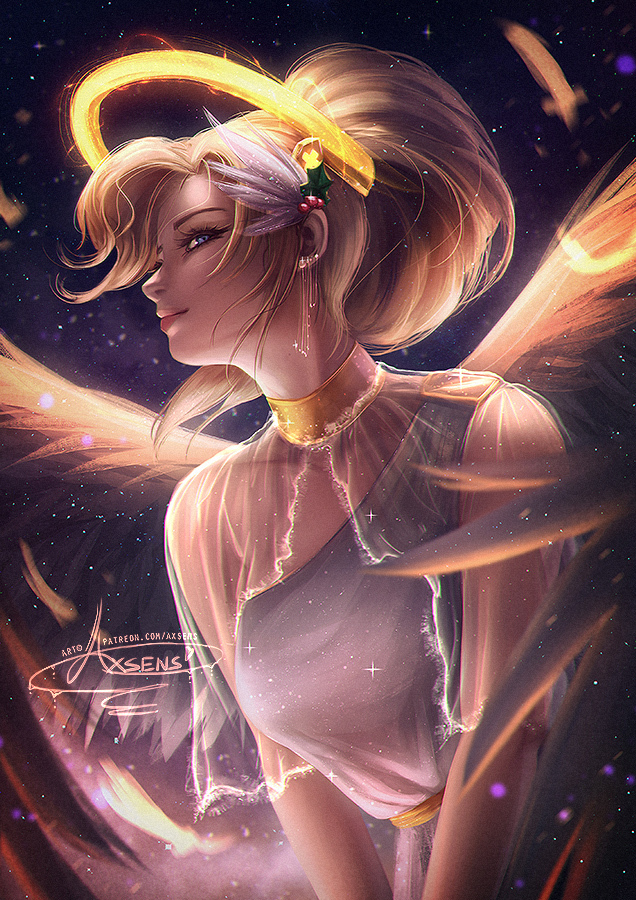 Christmas Angel Mercy - Deviantart, Art, Drawing, Games, Overwatch, Mercy, Axsens