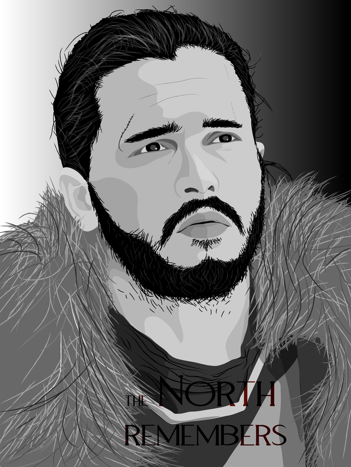 The North Remembers... Jon Snow in Illustrator - My, Jon Snow, Game of Thrones, Illustrations, Illustrator, The winter is coming, Longpost