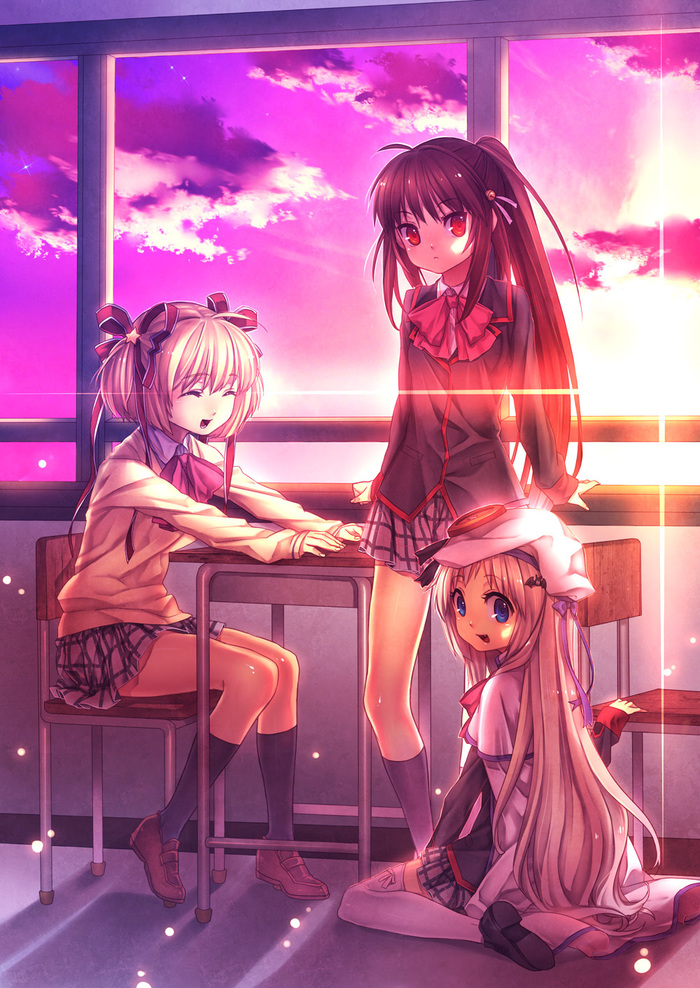 School break Anime Art,  , Little busters!, Kamikita komari, Noumi kudryavka,  