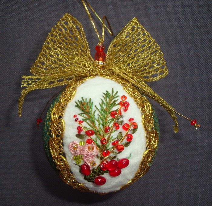 Balloon with a bow - My, Needlework, Needlework without process, Christmas decorations, 