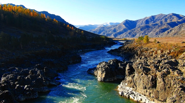 Oroktoy bridge and Tyldykpen rapids on the Katun river in Gorny Altai in 4K. - My, Altai, Mountain Altai, Katun, Oroktoi Bridge, Video, Longpost, Altai Republic