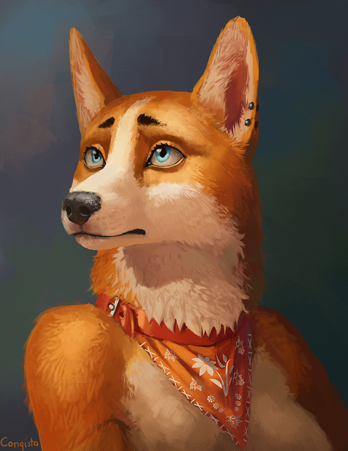 Chop's portrait - My, Furry, Art, Anthro, Portrait, Conqista