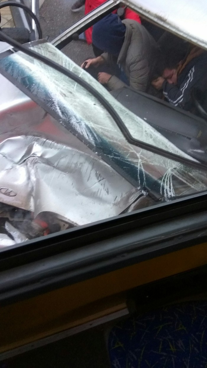 Accident Krasnodar tvamway and car 8:33 - Crash, Auto, Longpost, Tram, My