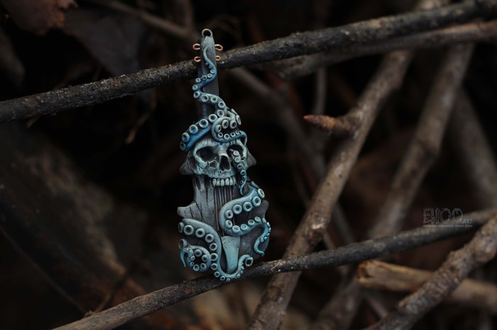 Cello Davy Jones. Pendant. - My, Cello, Davey Jones, Polymer clay, Longpost