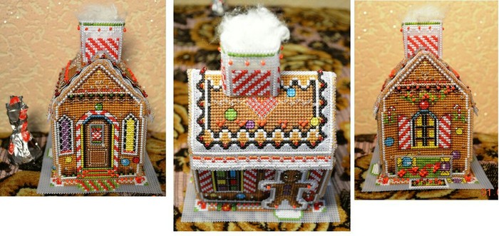 Gingerbread house - My, Cross-stitch, Gingerbread house, Longpost