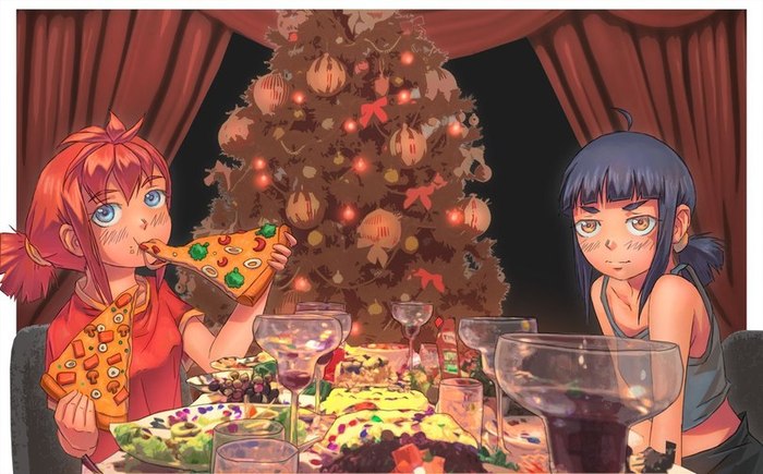 Wouldn't that much food make them sick? - Endless summer, Anime, Not anime, Images, Art, Leonzo, 