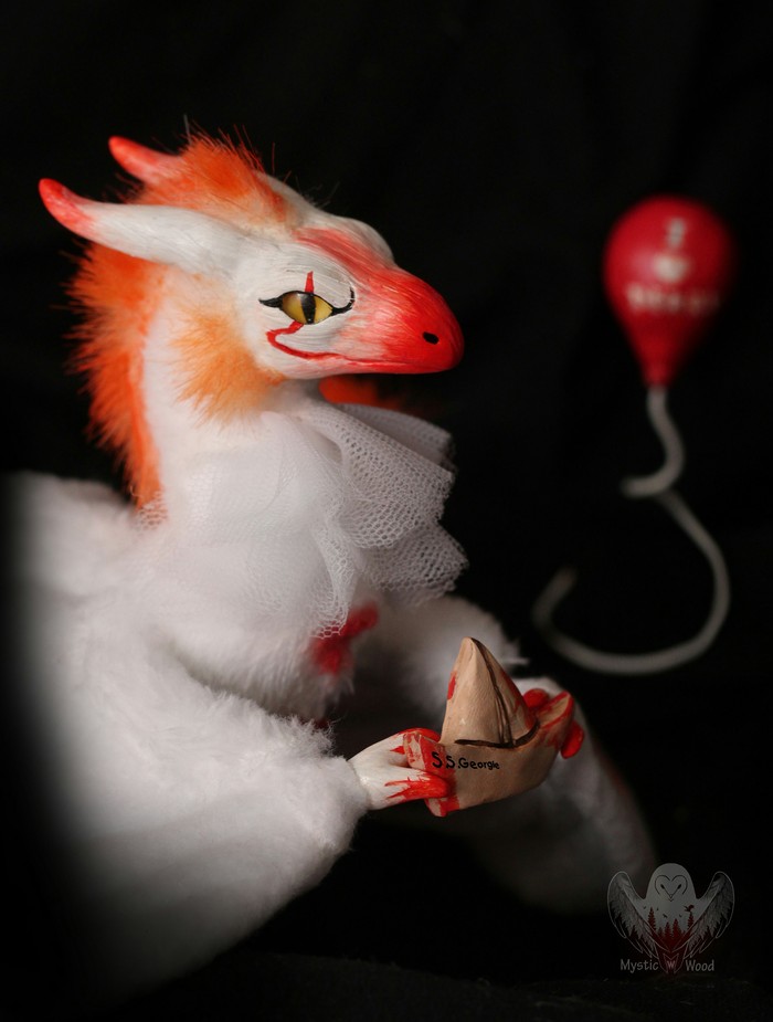 Pennywise Wyvern - My, The Dragon, Wyvern, It, Stephen King, Needlework without process, Handmade, Pennywise, Longpost