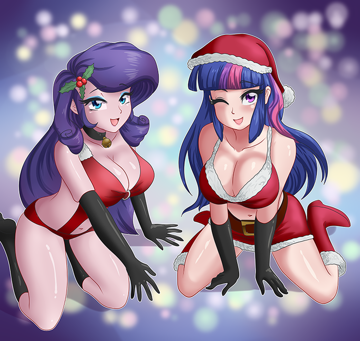 Merry Christmas My Little Pony, Equestria Girls, Rarity, Twilight Sparkle, MLP Edge, Thebrokencog