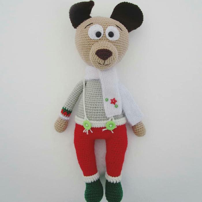 Toy for the New Year - My, Dog, Needlework without process, New Year, With your own hands, Crochet, Amigurumi, Children, Needlework