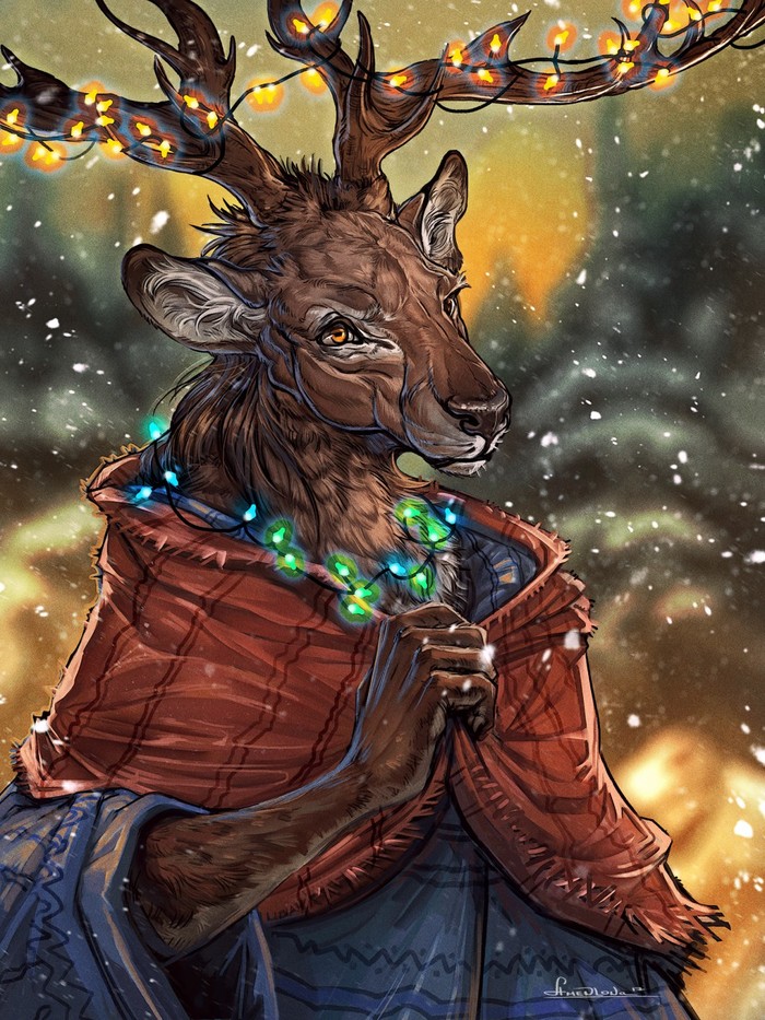 Deer - Furry, Art, , Garland, Deer, , Deer