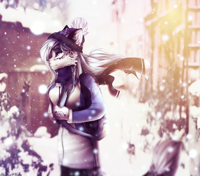 Snowfall - Art, Snow, Winter, Alenkavoxis, Furry