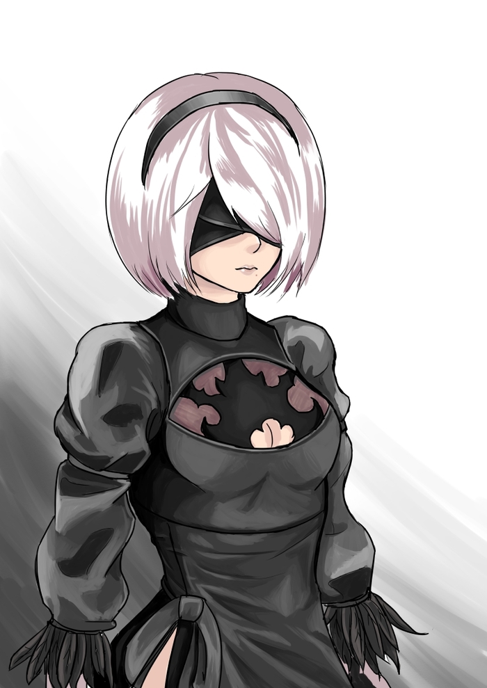 2B from Nier: Automata - My, Art, NIER Automata, NIER, Beautiful girl, Yorha unit No 2 type B