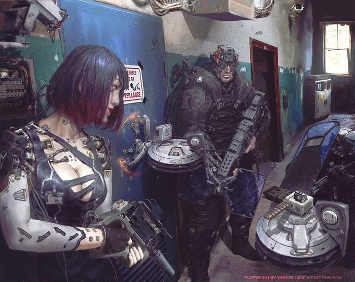 Arrest. - Arrest, Weapon, Girls, Cyborgs, Art, 2D