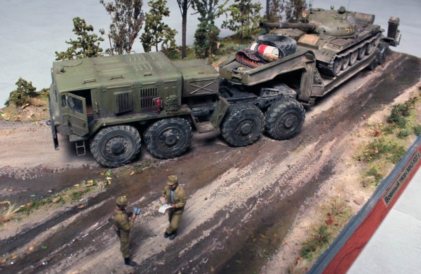 Diorama Military tractor MAZ-537G with trailer ChMZ AP-52 - Modeling, Diorama, Tractor, Longpost, Not mine