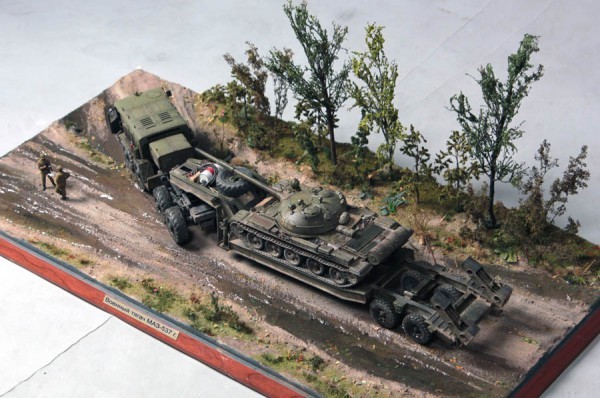 Diorama Military tractor MAZ-537G with trailer ChMZ AP-52 - Modeling, Diorama, Tractor, Longpost, Not mine