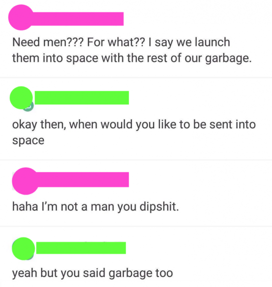 rebuke - Men, Female, Feminism, Space, Women