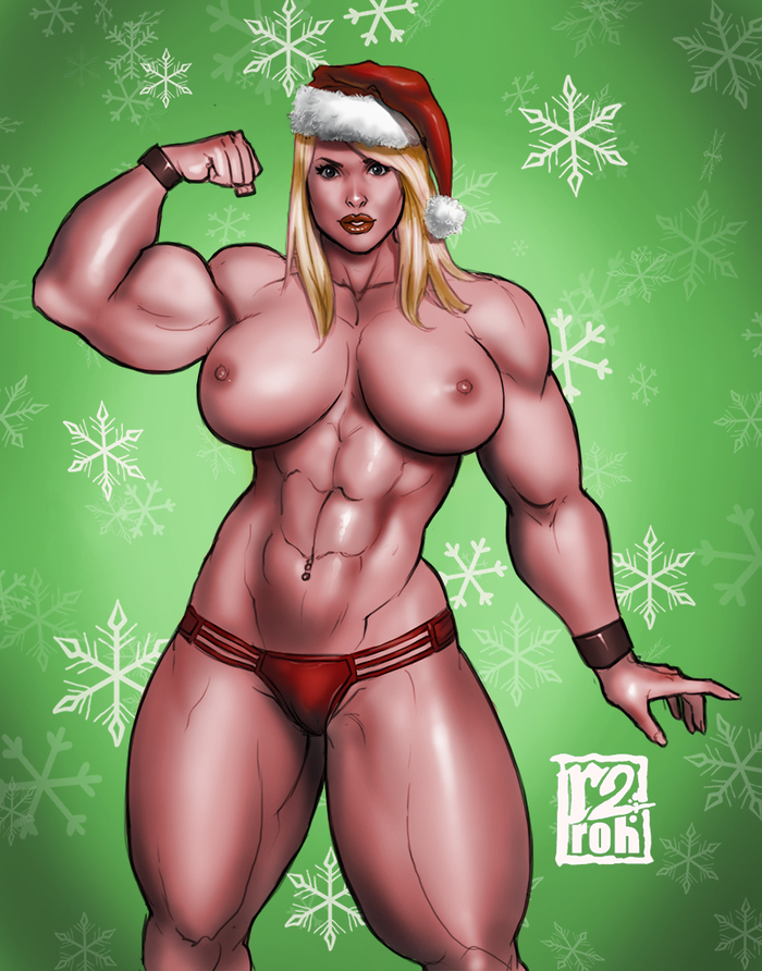 Merry Xmas - NSFW, R2roh, Арт, Крепкая девушка, Сну-Сну