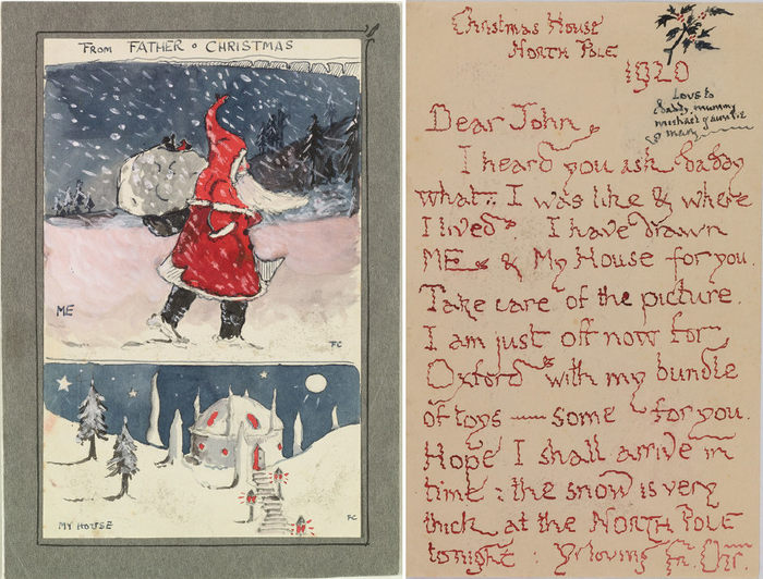 Christmas cards D.R.R. Tolkien for his children - Tolkien, Professor, Christmas, Postcard, Longpost