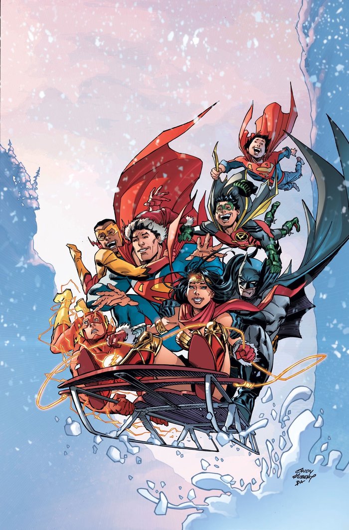 Christmas art on the Justice League - Justice League, Batman, Wonder Woman, Superman, Flash, Aquaman, New Year, Art, Longpost, Justice League DC Comics Universe