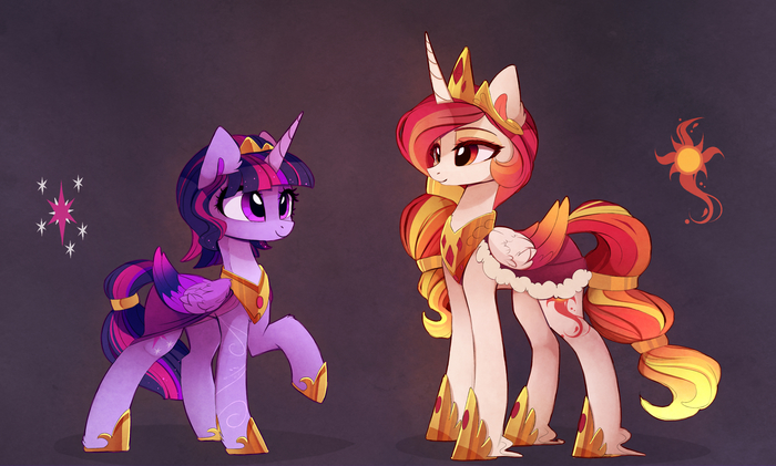 Queens of Equestria by MagnaLuna - My Little Pony, Twilight sparkle, Princess Celestia, Magnaluna