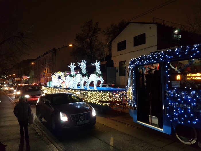 Новогодний трамвай в Москве
