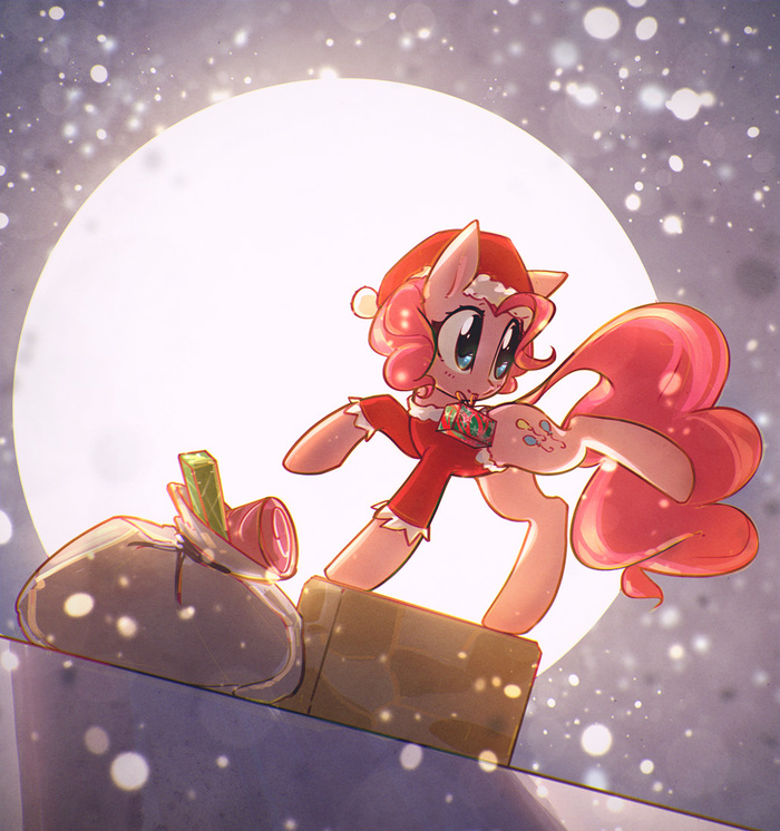 pinkiesanta  by mirroredsea - My Little Pony, Pinkie Pie, Mirroredsea