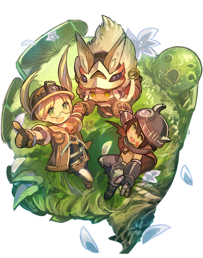 Made in Abyss Anime Art, , Made in Abyss, Nanachi, Riko, Reg