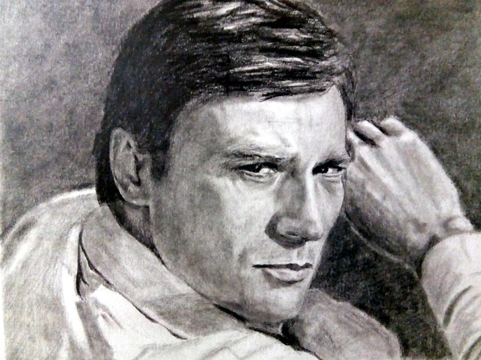 Continuation of the series Great Soviet Actors Mikhailov A.Ya. born 1944 - My, Pencil drawing, Soviet actors, Men