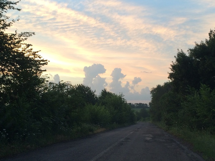 funny clouds - My, The clouds, Clouds, Evening, Summer, Road, , Longpost