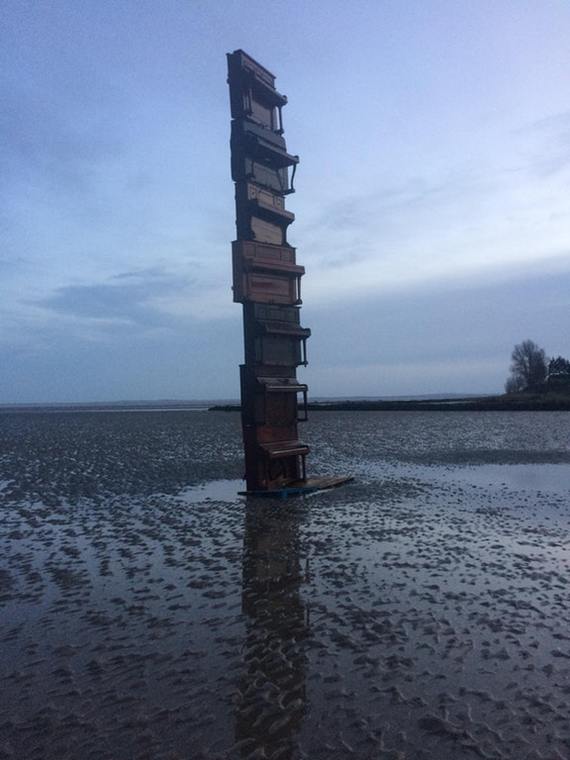 Pillar of the piano on the beach at low tide. Ireland - Piano, Low tide, 