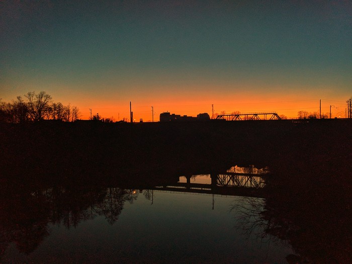 Evening landscape - My, Sunset, River, The photo, Bridge