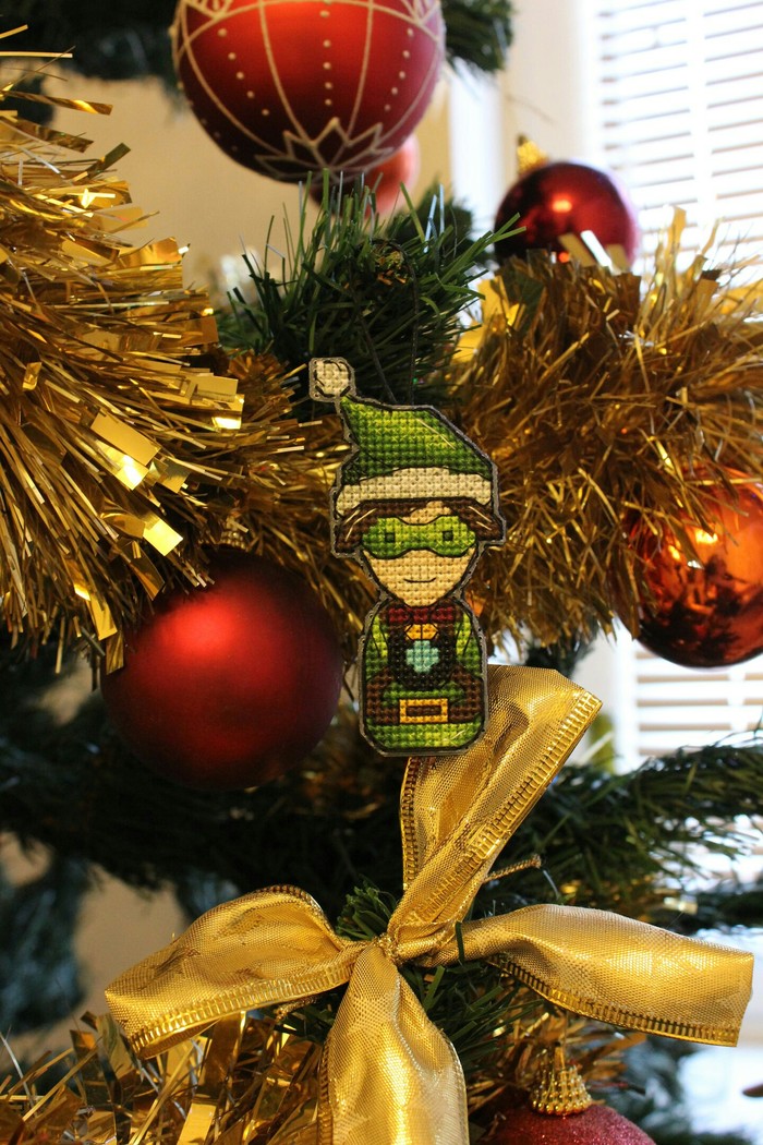 Christmas toy Tracer - My, Overwatch, Tracer, Handmade, Cross-stitch, New Year