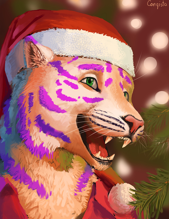 New Year's portrait - My, Furry, Anthro, Art, Conqista, New Year