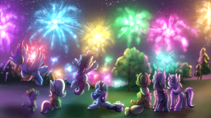 Happy New Year! My Little Pony, Ponyart, Mane 6, Starlight Glimmer, Spike, Shad0w-galaxy