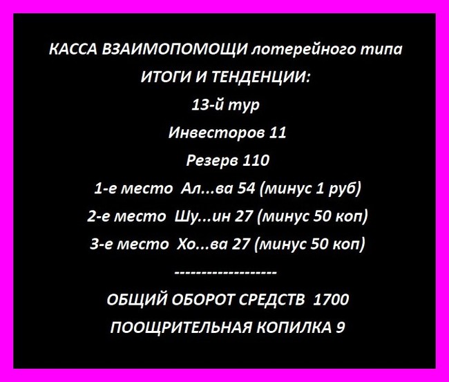 Касса взаимопомощи лотерейного типа (продолжение) - Касса, Помощь, Лотерея, Длиннопост