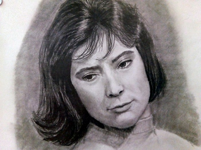 Continuation of the series Great Soviet Actors T.E. Samoilov 1934 - 2014 - My, Pencil drawing, Soviet actors, Tatyana Samoilova