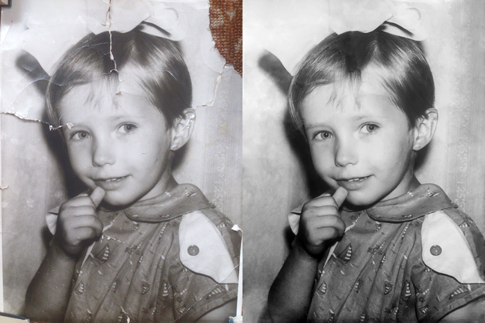 Restoration of a photo of a sister - My, Photoshop, Sister, Photo restoration, Sisters