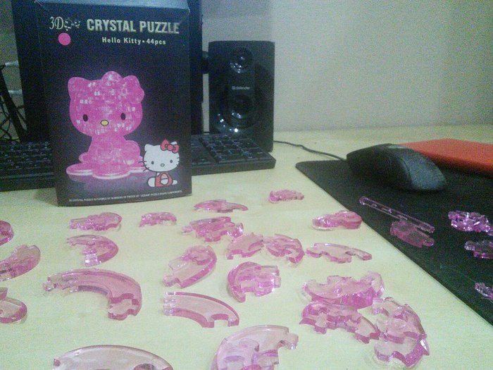 I put together a 3D Hello Kitty puzzle. And what have you achieved? - My, Головоломка, Hello kitty, Achievement