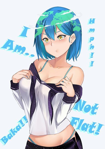 She's not flat! - Anime art, Anime, Not anime, , Earth-Tian, Mascot