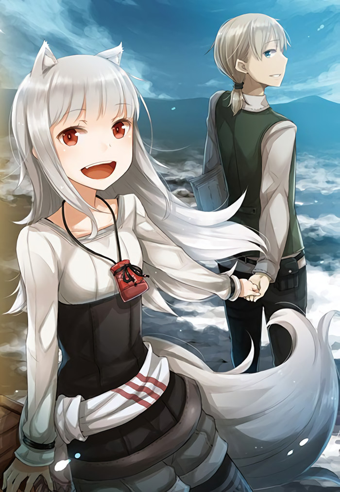 Murie and Cole - Anime art, , Spice and Wolf, , Spoiler, Cole, Anime, She-wolf and parchment, Myuri, Dobucu, Tote Col