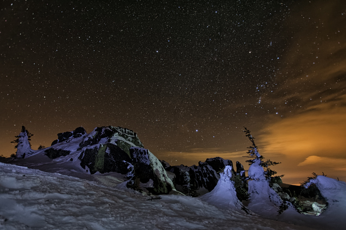 Night over Far Taganay - My, Orion, Taganay, Landscape, The photo, Winter, Stars, Stars