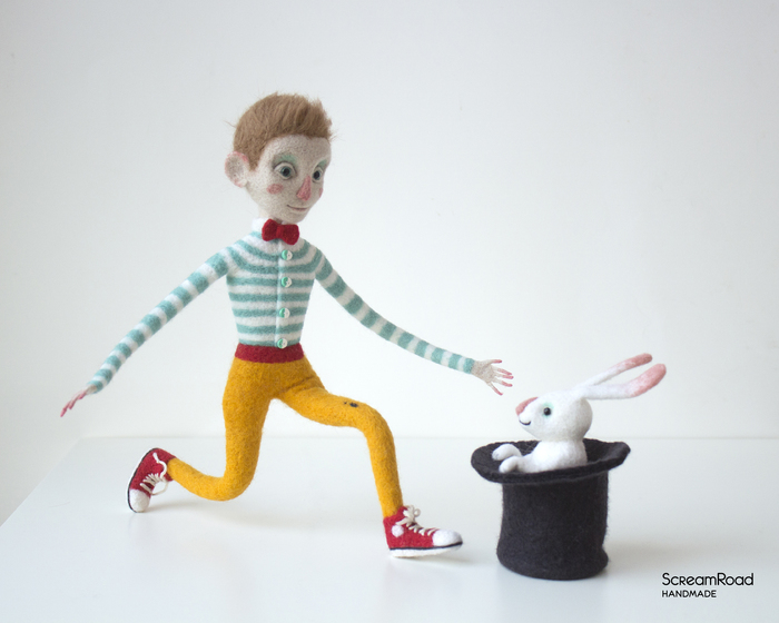 stop motion animation. Frame animation. Magician. Author's doll. Dry felting. - My, Dry felting, Wallow, Animation, , Frame-by-frame animation, , Stop-Motion, , Video, Longpost