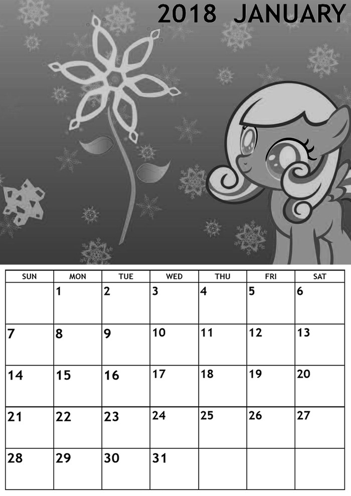 January 2018 calendar - My, Snowdrop, My little pony, The calendar, , Longpost