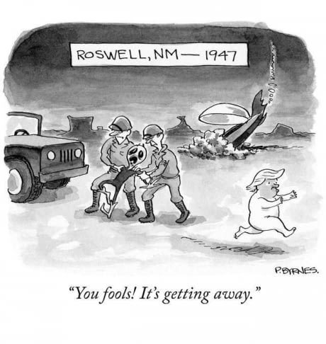 You're stupid!! It's running away! - Roswell, Roswell Incident, Donald Trump, Humor, Comics, 9GAG