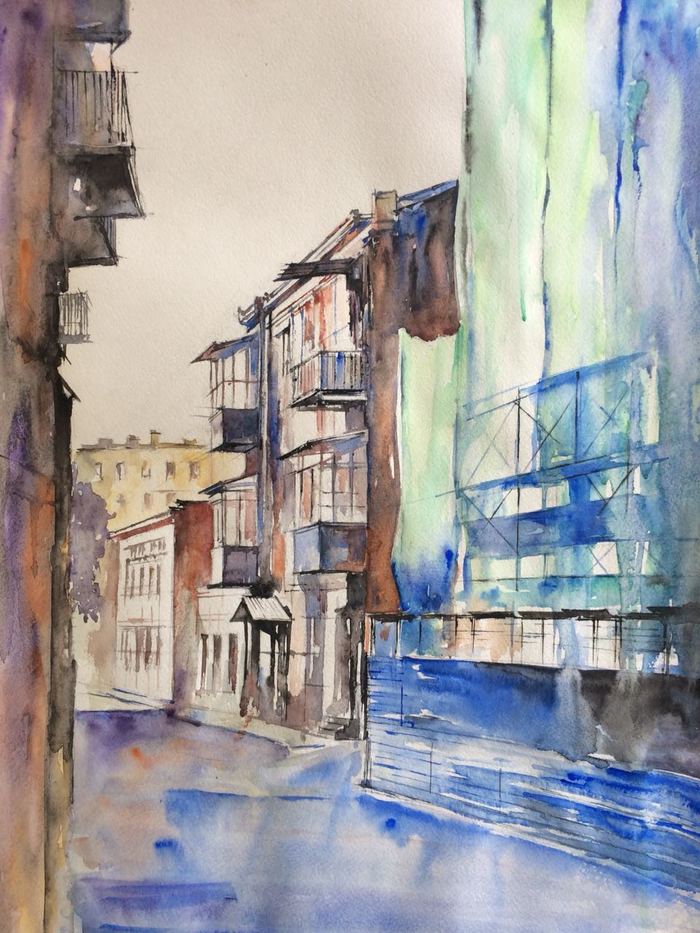 Centre - My, Watercolor, Cityscapes, Old Rostov, Street photography